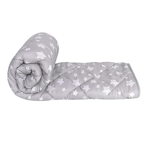Kids Quilted Blanket with Star Pattern – Gray 43"x55" Soft Toddler Bed Blanket for All Seasons