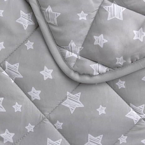 Kids Quilted Blanket with Star Pattern – Gray 43"x55" Soft Toddler Bed Blanket for All Seasons