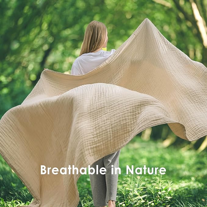 Premium Cotton Gauze Blanket 50x70 Inch – Lightweight Waffle Textured Throw for All Seasons