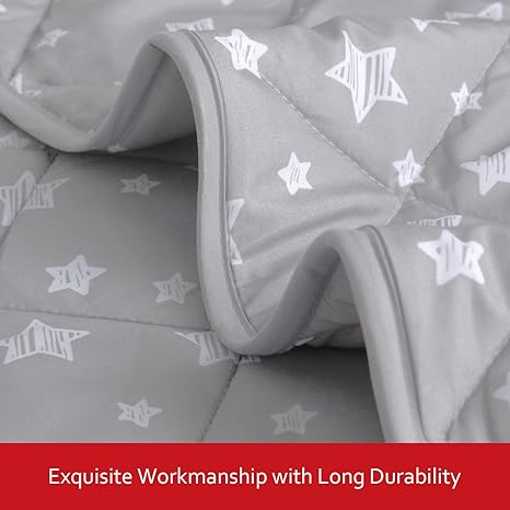 Kids Quilted Blanket with Star Pattern – Gray 43"x55" Soft Toddler Bed Blanket for All Seasons