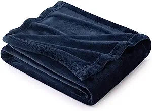 Navy Blue Flannel Throw Blanket 60"x80" – Soft Cozy Lightweight Bed & Couch Blanket for All Seasons