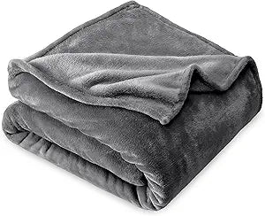 Oversized Fleece Throw Blanket 66"x90" – Ultra Soft & Warm Flannel Blanket for Bed or Couch, Dark Gray