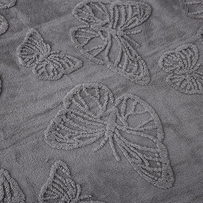 Embossed Fleece Sherpa Throw Blanket 50"x60" – Soft Warm Reversible Gray Blanket for Couch & Bed